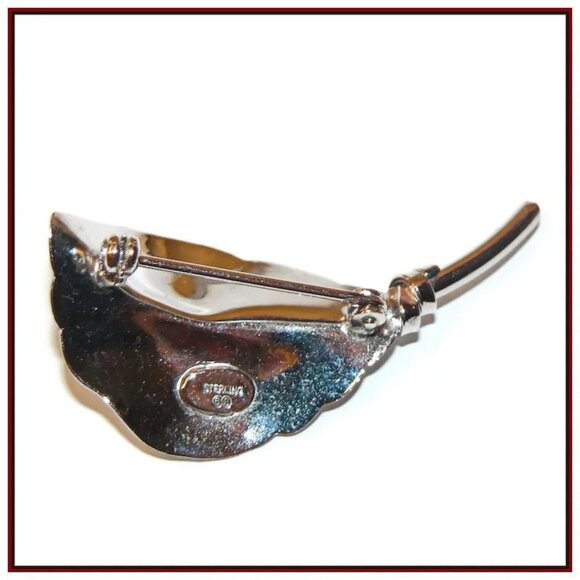 Binder Brothers Sterling Silver Leaf Brooch with Stars - Picture 2 of 7